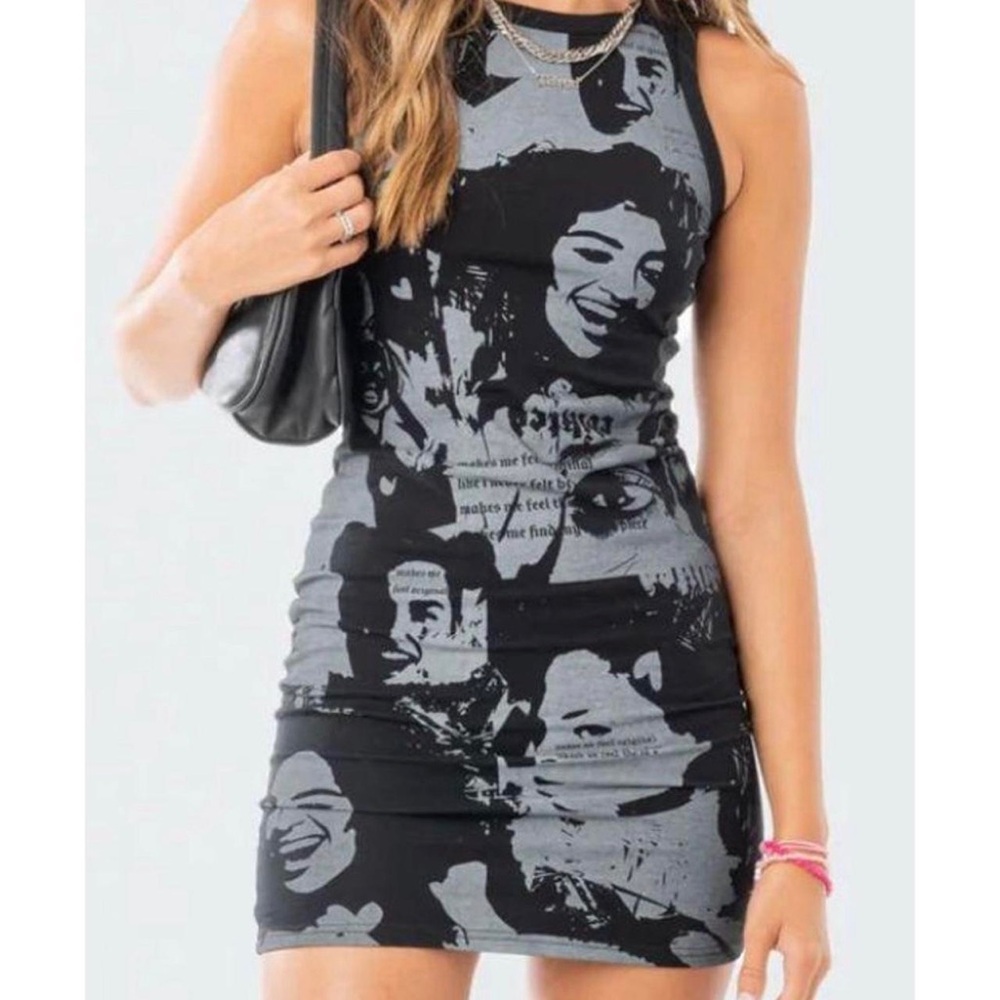 Graphic Print Black & Grey Dress
